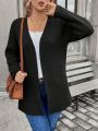 SHEIN Frenchy Plus Solid Open Front Cardigan