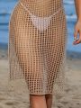 SHEIN Swim Vcay Hollow Out Knit Cover Up