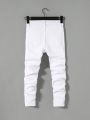 SHEIN Boys' Ripped Detail Denim Pants, For Tween
