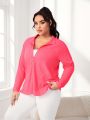 Daily&Casual Women's Plus Size Solid Color Mesh Splicing Sports Jacket