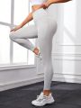SHEIN Yoga Basic Solid Color High-Waist Sports Leggings With Phone Pocket (Plus Size)