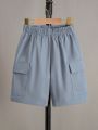 SHEIN Kids EVRYDAY Boys Flap Pocket Side Cargo Shorts