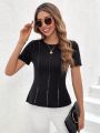 SHEIN Clasi Short Sleeve T-shirt With Perforated Details