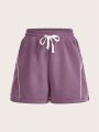 Color Block Drawstring Waist Athletic Shorts