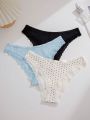 3pack Polka Dot Contrast Lace Brief