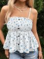 SHEIN WYWH Vacation Style Studded Button Decoration Camisole Top For Women