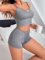 Dark Grey Cami & Shorts Pajama Set