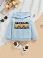 Baby Girl Letter & Cartoon Graphic Thermal Lined Hoodie