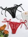 2pack Floral Lace Tie Side Thong Set