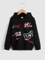 SHEIN Kids HYPEME Boys Bear & Letter Graphic Drop Shoulder Hoodie