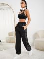 SHEIN Yoga High Street Letter Graphic Elastic Waist Sports Pants