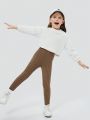 SHEIN Young Girl 2pcs Ribbed Knit Sweater Pants