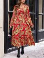 SHEIN Clasi Plus Size Women's Cashew Flower Printed Dress