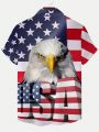 Men'S Eagle & American Flag Printed Short Sleeve Shirt