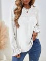 SHEIN LUNE Women's Flounce Sleeve Long Sleeve Shirt With Pleats On The Chest