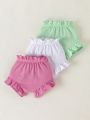 Baby Girls' Solid Color Ruffle Hem Shorts