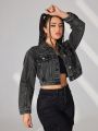 Washed Cropped Denim Jacket