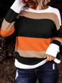 Plus Size Women's Color Block Drop Shoulder T-shirt