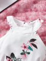 Baby Girl Floral Print Halterneck Top & Tiered Ruffle Hem Skirt Set