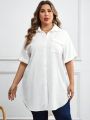 EMERY ROSE Plus Size Women's Loose Roll-up Sleeve Dress