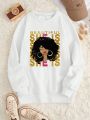 SHEIN Slayr Character & Letter Printed Fleece Sweatshirt