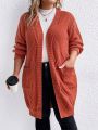 SHEIN LUNE Plus Dual Pocket Drop Shoulder Open Front Cardigan