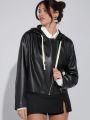 Luxe Solid Zip Up PU Leather Jacket