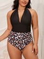 SHEIN Swim Vcay Women's Plus Size One-Piece Swimsuit In Leopard Print