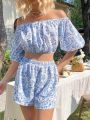 SHEIN WYWH Ladies' Printed Vacation Outfit Two-Piece Set