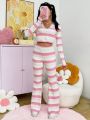 SHEIN Qutie Ladies' Multi-color Striped Three-piece Set