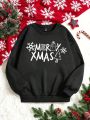 Plus Christmas Print Drop Shoulder Sweatshirt