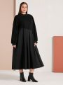 SHEIN Mulvari Plus Size Solid Color Long Sleeve Dress