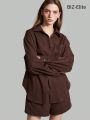 SHEIN BIZwear Women's Solid Color Drop Shoulder Casual Shirt