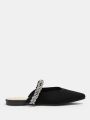 Cuccoo Everyday Collection Rhinestone Decor Point Toe Mules