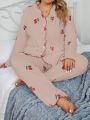 Women's Plus Size Cherry Print Pajama Set