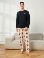 Men'S Cartoon And Letter Printed Home Wear Bottoms