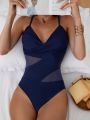 SHEIN Swim BAE Ladies' Mesh Patchwork One-piece Swimsuit