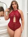 Women's Plus Size Sexy Hollow Out Lace Bodysuit
