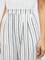 SHEIN BIZwear Ladies' Vertical Stripe Trousers With Slanted Pockets