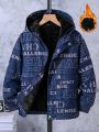 Boys' Thickened Windproof Printed Jacket For Autumn And Winter