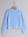 Tween Girl Ribbed Knit Crossover Hem Sweater