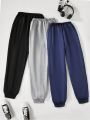 Teen Boy 3pcs Drawstring Waist Thermal Sweatpants