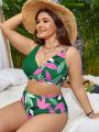 SHEIN Swim Vcay Plus Tropical Print Bikini Swimsuit