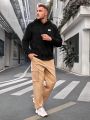 SHEIN Extended Sizes Men's Plus Size Furry Knit Casual Hoodie