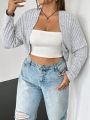 SHEIN EZwear Plus Solid Crop Jacket Without Cami Top