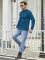 Extended Sizes Men's Plus Size Stand Collar Twisted Knitted Sweater