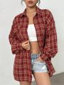 Women's Checkered Button Down Blouse