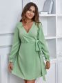 Ladies' Solid Color Wrap Dress