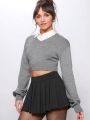 Luxe Solid V-Neck Cropped Sweater