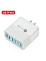 1pc White Us-type Plug 30w Usb Charger Quick Charge3.0 6-port Usb Quick Charger, Wall Charger Compatible With Iphone Xiaomi Samsung Multi-port Mobile Phone Charging Adapter